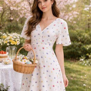 Madewell Orchard Flutter-Sleeve Dress in Confetti Floral Dress 0 Easter Spring